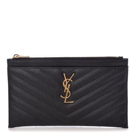 Saint Laurent Grain De Poudre Chevron Monogram Bill